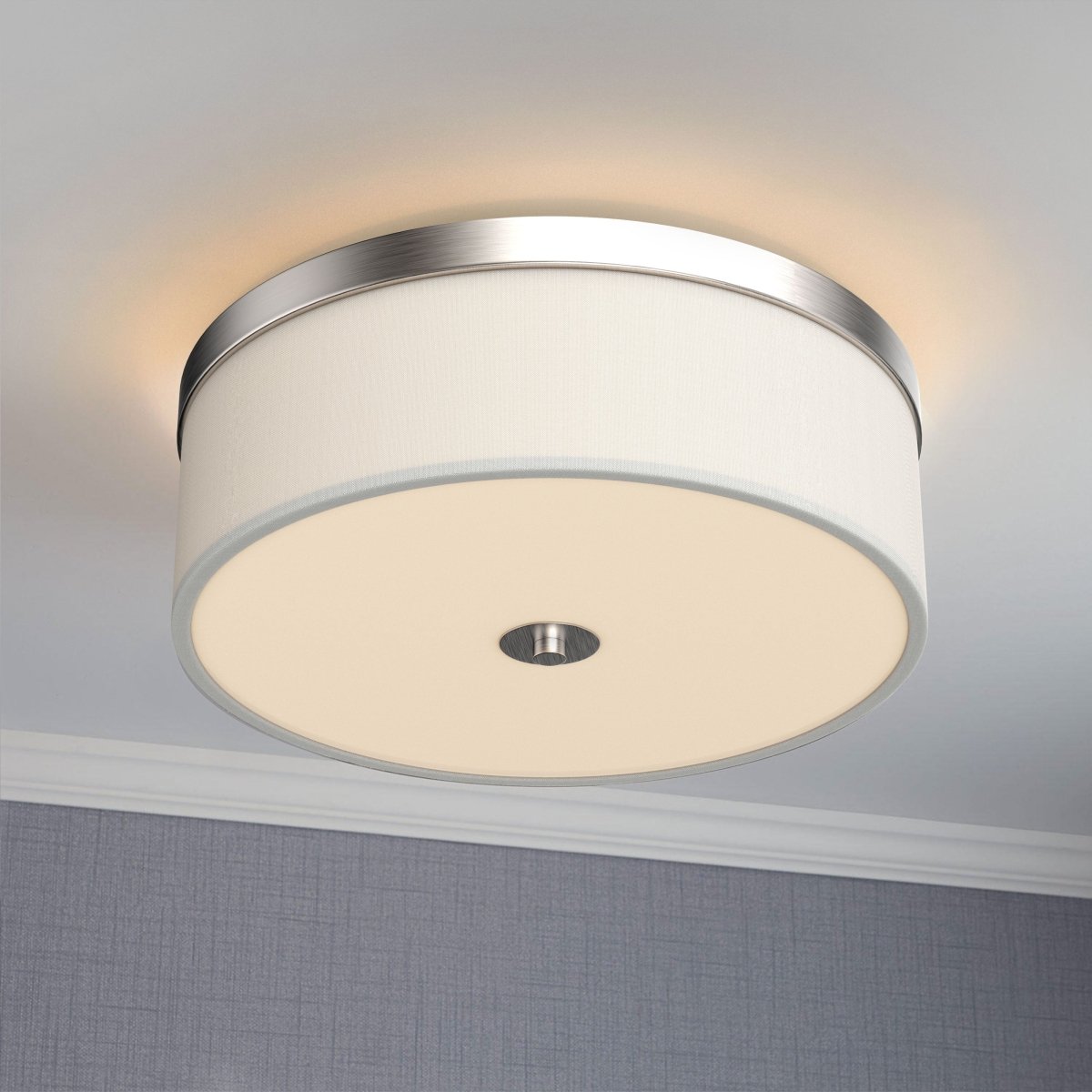 15-Inch Modern LED Flush Mount Ceiling Light – Brushed Nickel