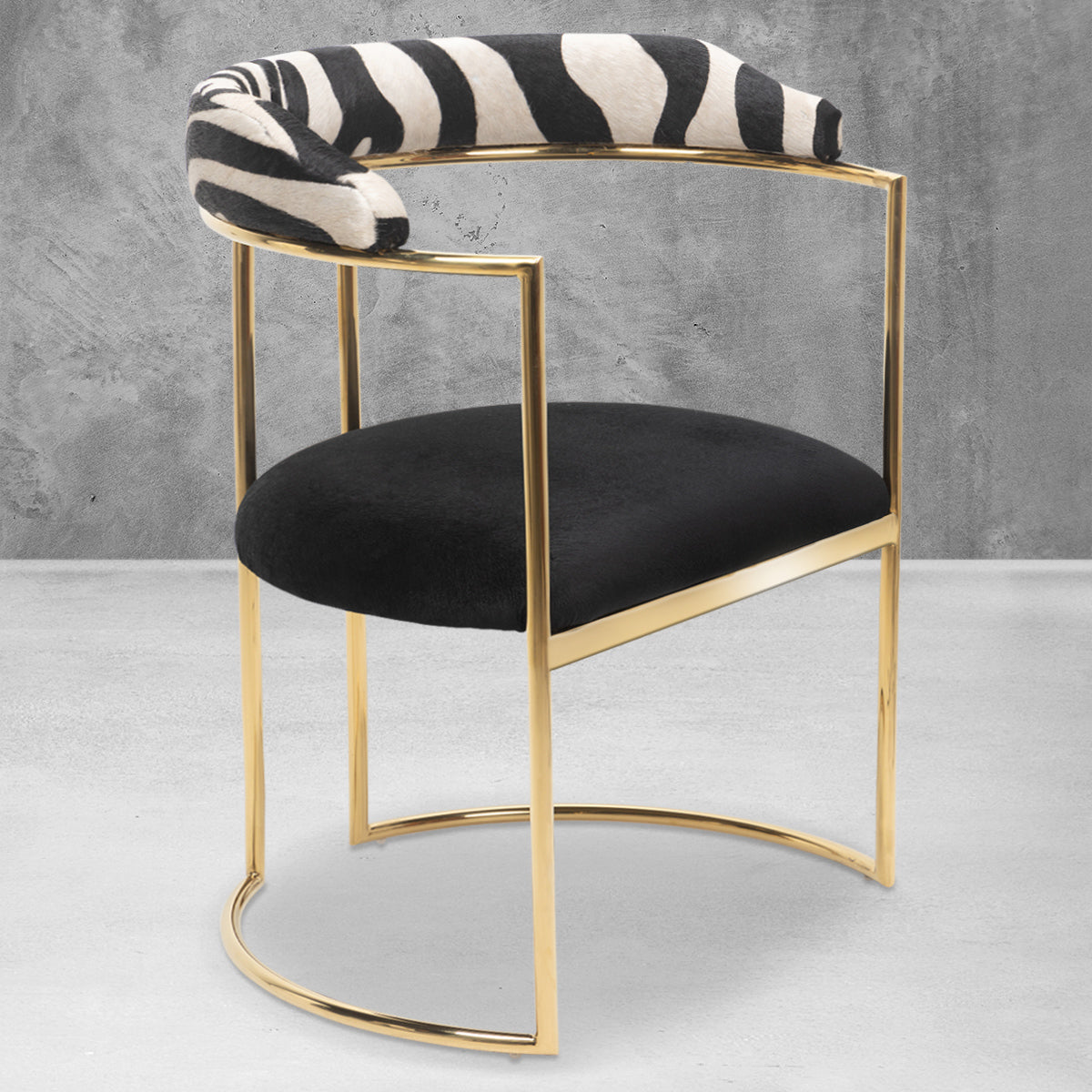 Acapulco 2 Dining Chair in Velvet and Zebra Hide
