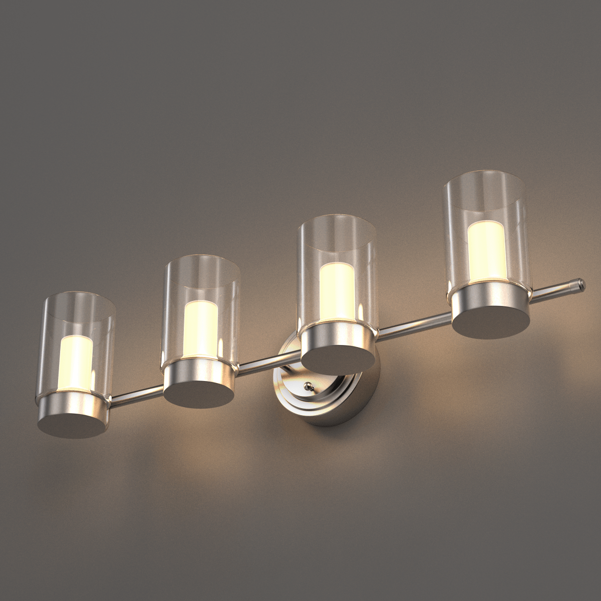 3-Light Clear Glass Bathroom Vanity Light – Brushed Nickel