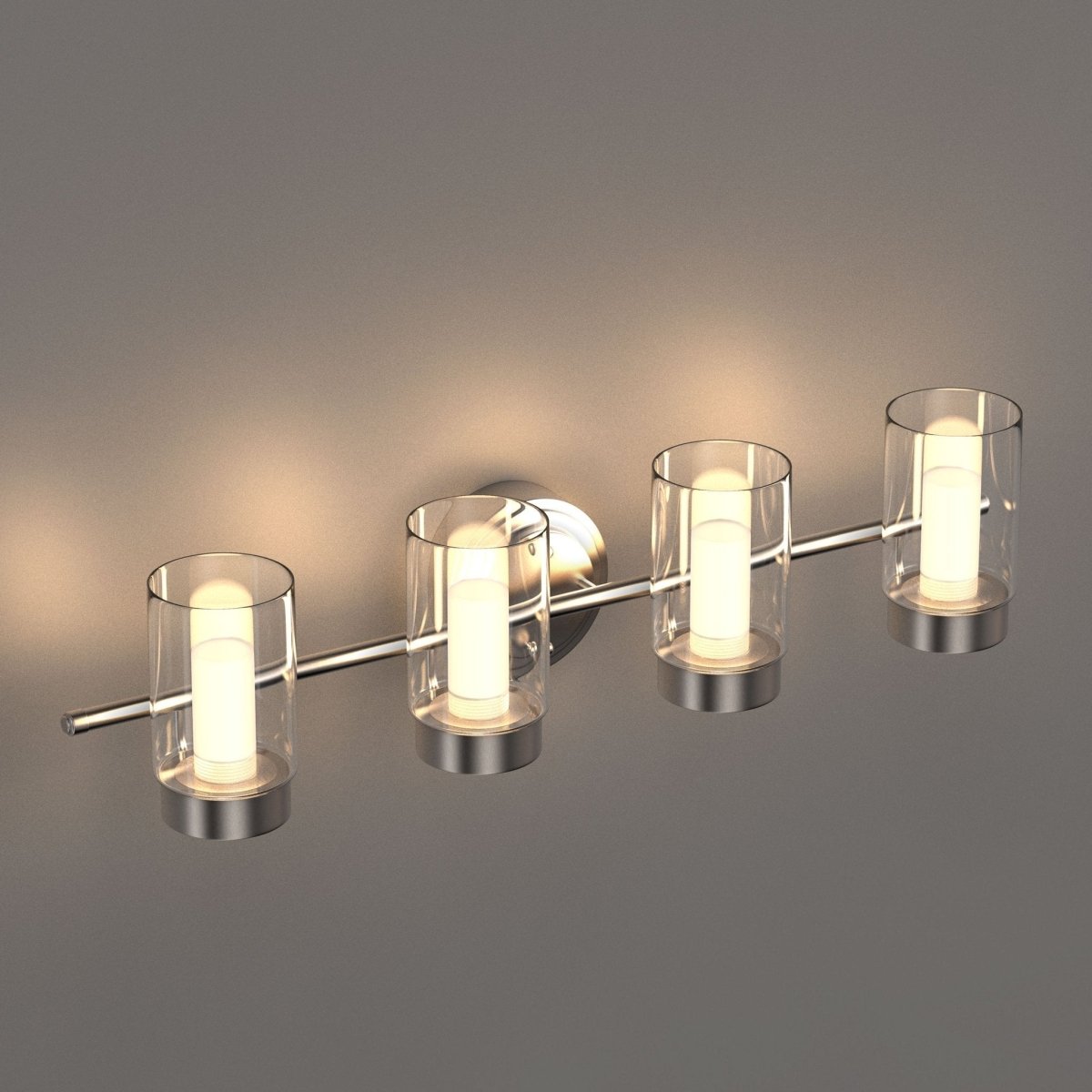 3-Light Clear Glass Bathroom Vanity Light – Brushed Nickel