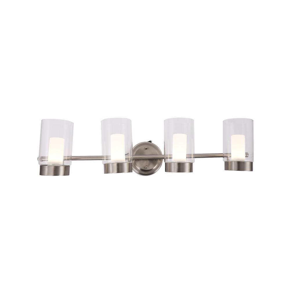 3-Light Clear Glass Bathroom Vanity Light – Brushed Nickel