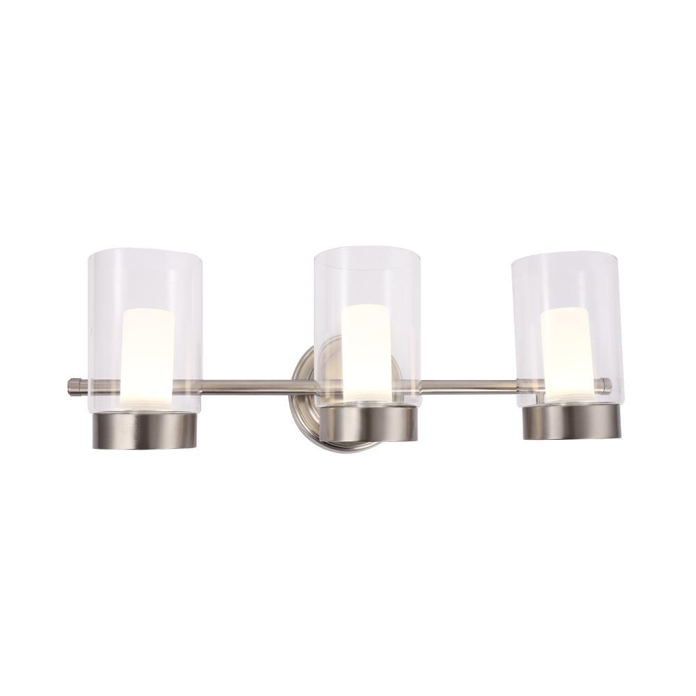 3-Light Clear Glass Bathroom Vanity Light – Brushed Nickel