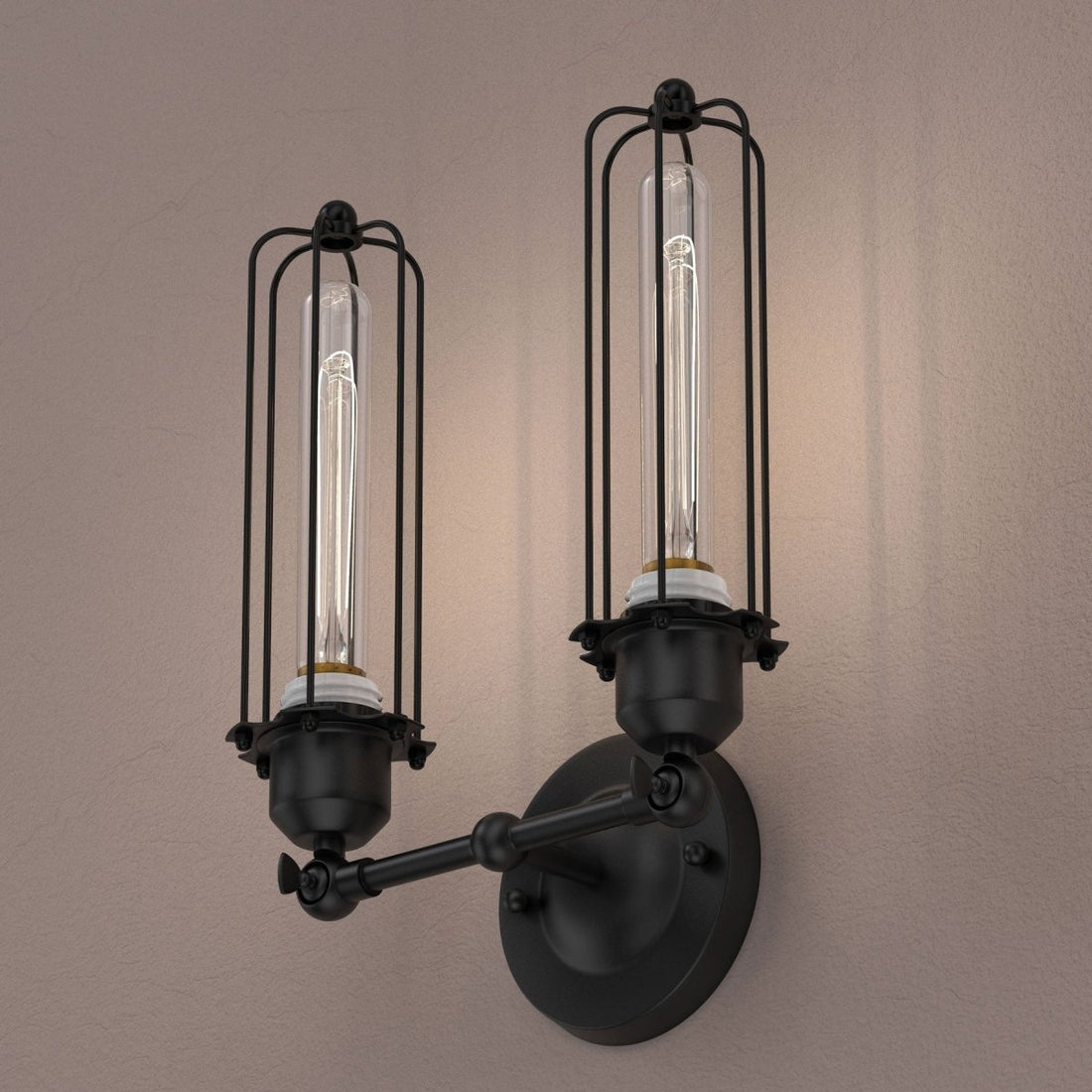 Matte Black 2-Light Birdcage Wall Sconce