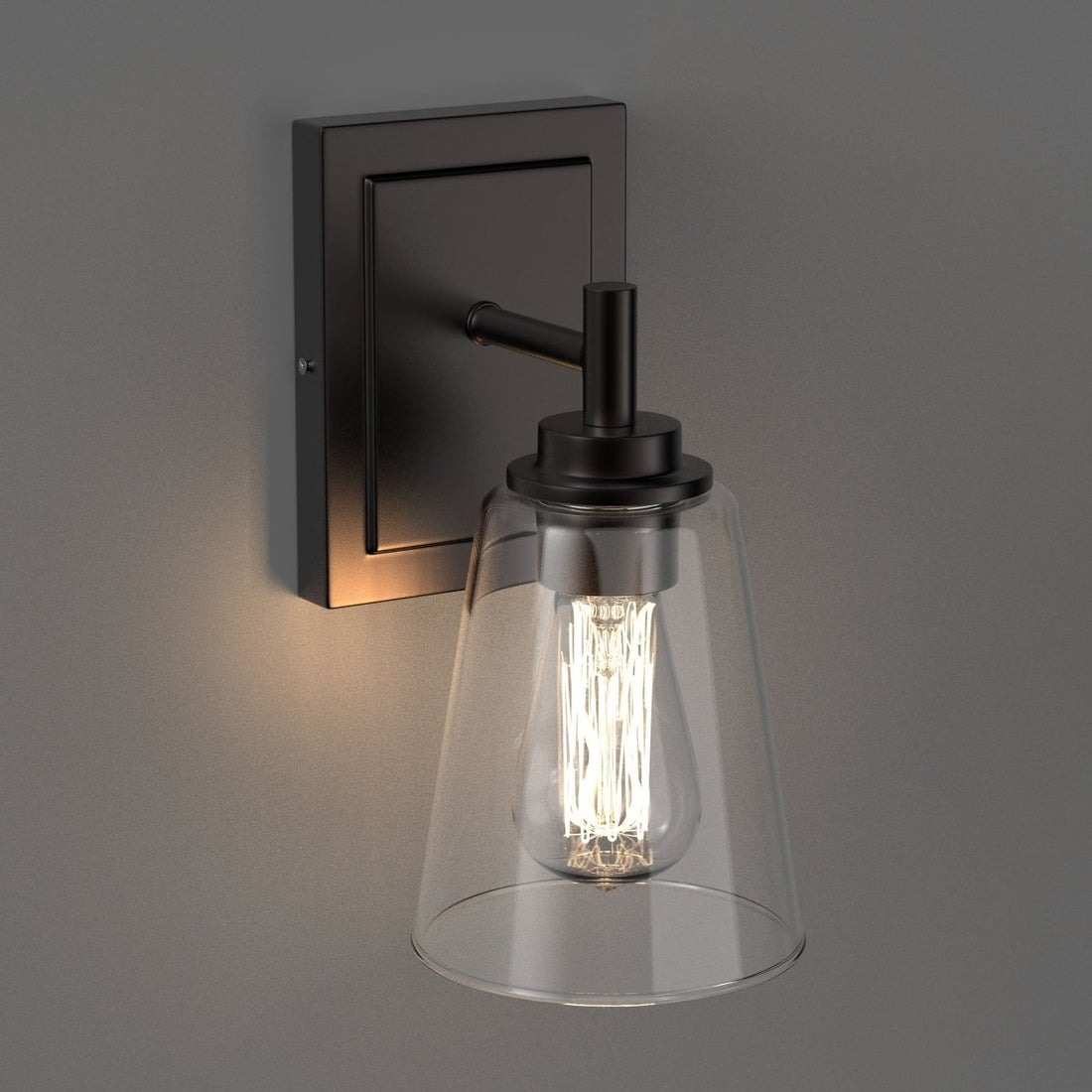 Matte Black & Brushed Nickel Bathroom Wall Sconce