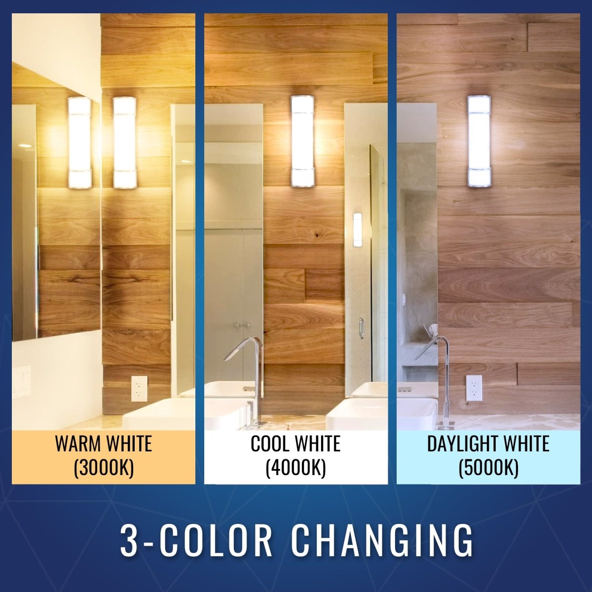 3-Color LED Bathroom Vanity Light – Dimmable Brushed Nickel Wall Sconce