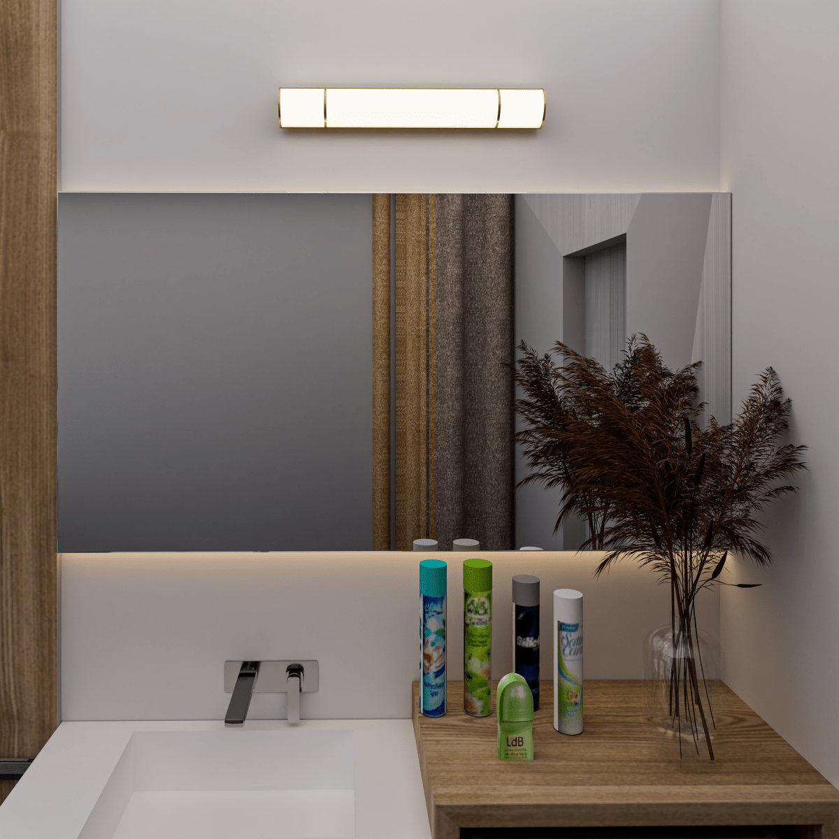 3-Color LED Bathroom Vanity Light – Dimmable Brushed Nickel Wall Sconce